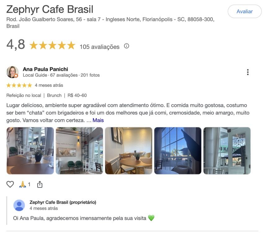 Avaliação do Zephýr Café
