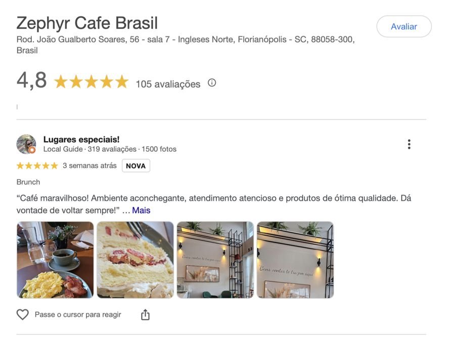 Avaliação do Zephýr Café