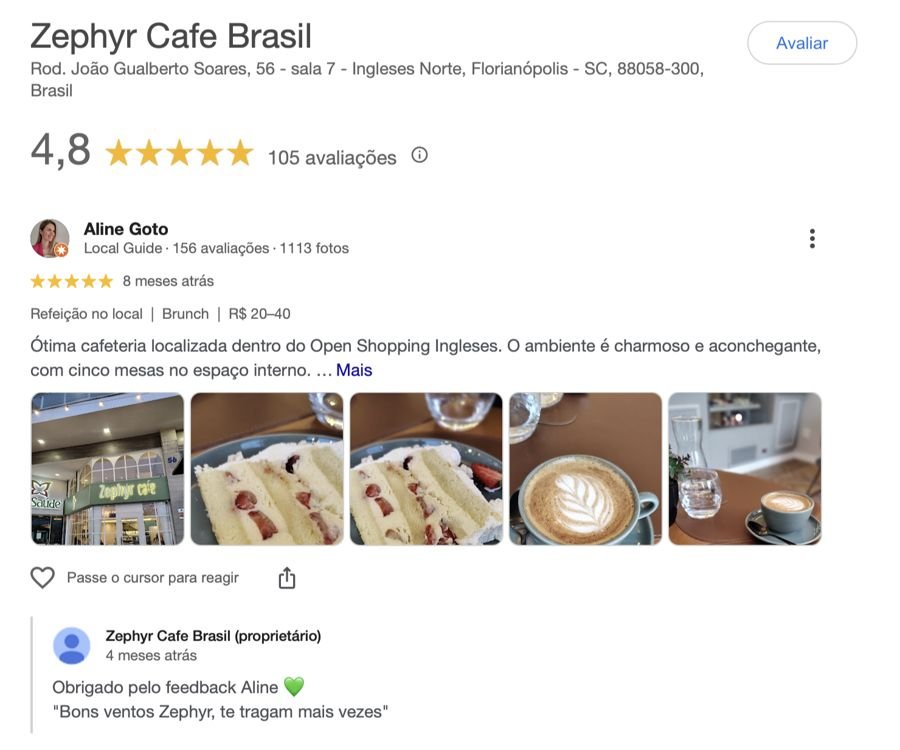Avaliação do Zephýr Café