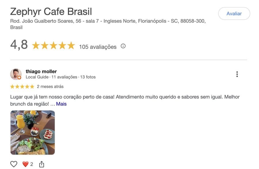 Avaliação do Zephýr Café